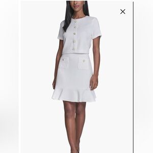 Karl Lagerfeld White Mini Skirt with Ruffle Hem